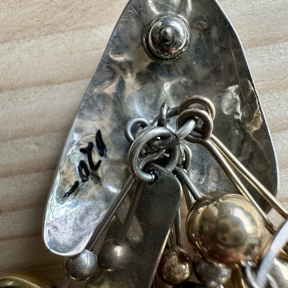 VTG Dangle Earrings 2.75 Inch Southwest Silver Gold Plate Mixed Charms Beads - Picture 5 of 8